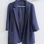 Blazer Turquí de Textura Corte Largo Zara